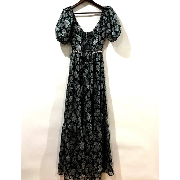 V. Chapman Emma V-Neck A-Line Brocade Cutout Maxi Dress Size 2 NWT - Picture 10 of 15